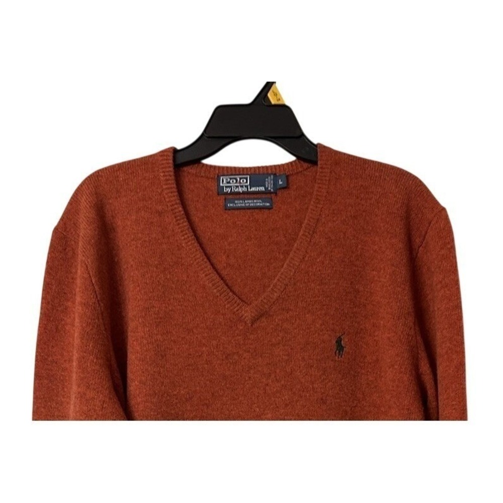 Polo Ralph Lauren Mens 100% Lambs Wool V Neck Pullover Sweater Size Large - Picture 2 of 7
